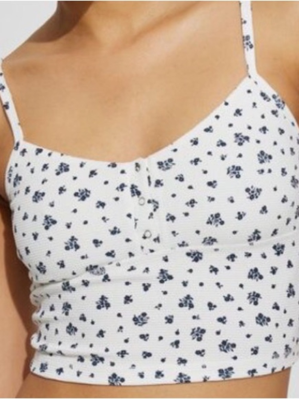 Garage Floral Cropped Cami Tank Top | Floral Spaghetti Strap